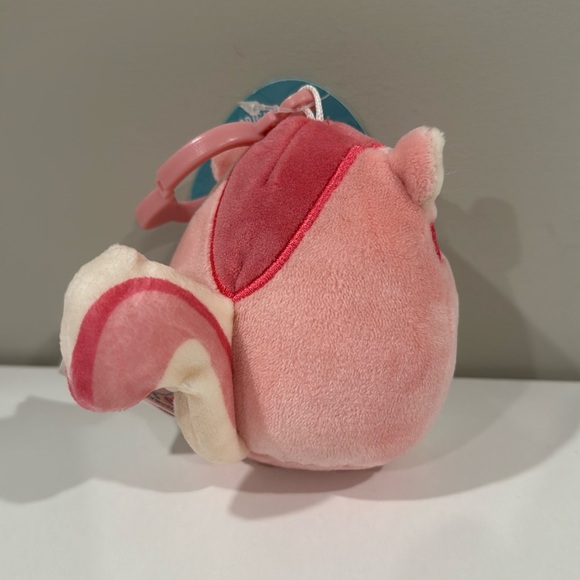 Squishmallow Dianalee the Chipmunk Clip Pink White fuzzy belly NWT - Picture 2 of 6
